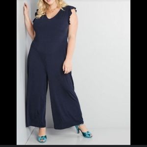 Modcloth Frilled Favorite Wide-Leg Jumpsuit